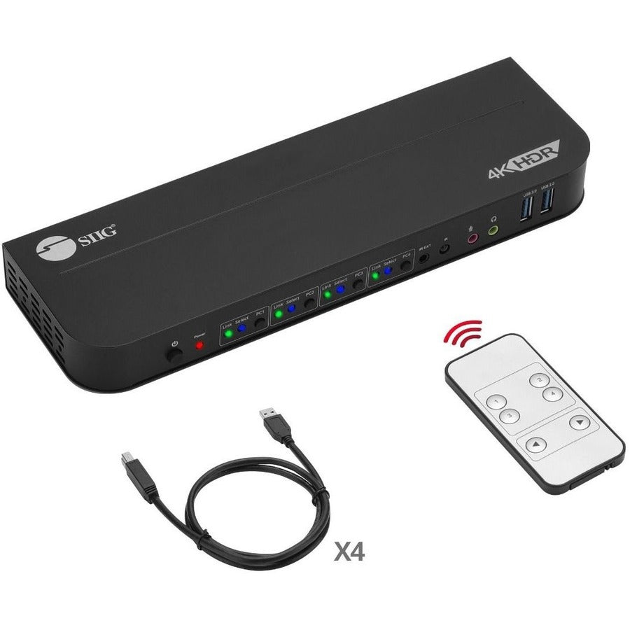 SIIG 4x1 DisplayPort 4K KVM USB 3.0 Switch with Remote Control - Allows you to control 4 DisplayPort 1.4 computers using one keyboard and mouse, DP 1.4/8K@30, HDMI 4K@60, USB 3.0 ports, 3.5mm Phone & ...  - CE-KV0D11-S1 - eCommerce Business Prime