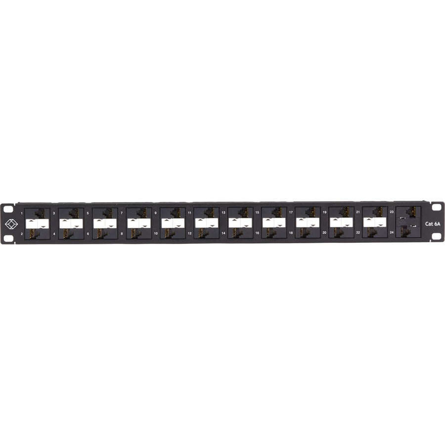 Black Box Category 6A Panel - 24 Port(s) - 24 x RJ-45 - 1U High - Black Powder Coat - Rack-mountable - TAA Compliant - eCommerce Business Prime