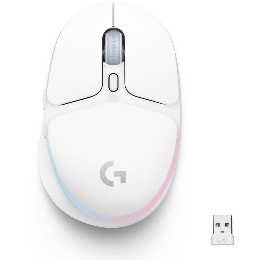 Logitech G705 Gaming Mouse - Wireless - Bluetooth/Radio Frequency - Yes - White Mist - USB - 8200 dpi - 6 Button(s) - 6 Programmable Button(s) LOGITECH