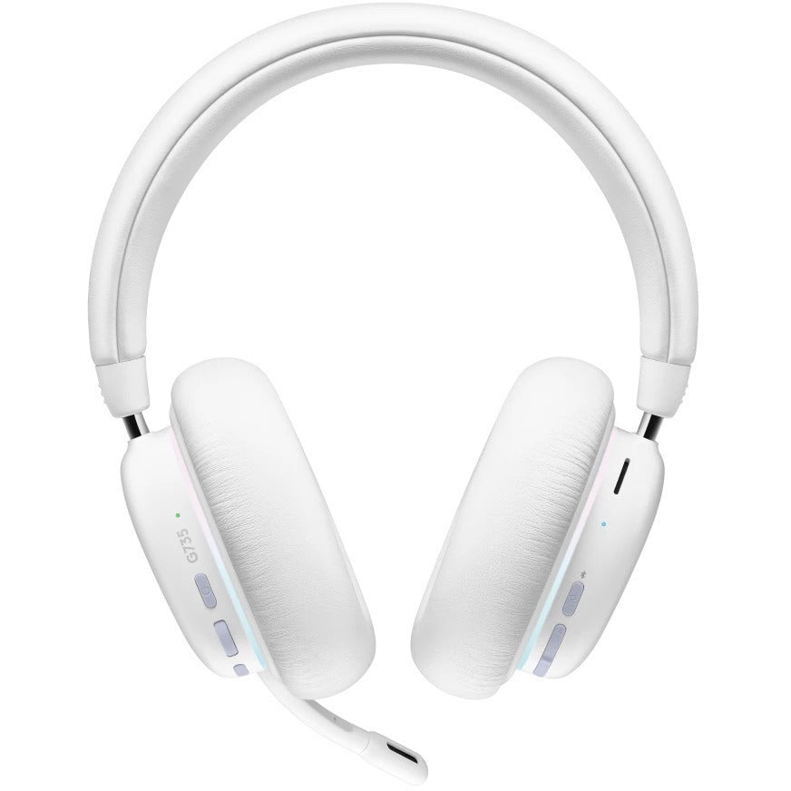 Logitech G735 Gaming Headset - Mini-phone (3.5mm), USB - Wired/Wireless - Bluetooth/RF - 65.6 ft - 38 Ohm - 20 Hz - 20 kHz - On-ear - Ear-cup - Cardioid, Uni-directional Microphone - White Mist LOGITECH
