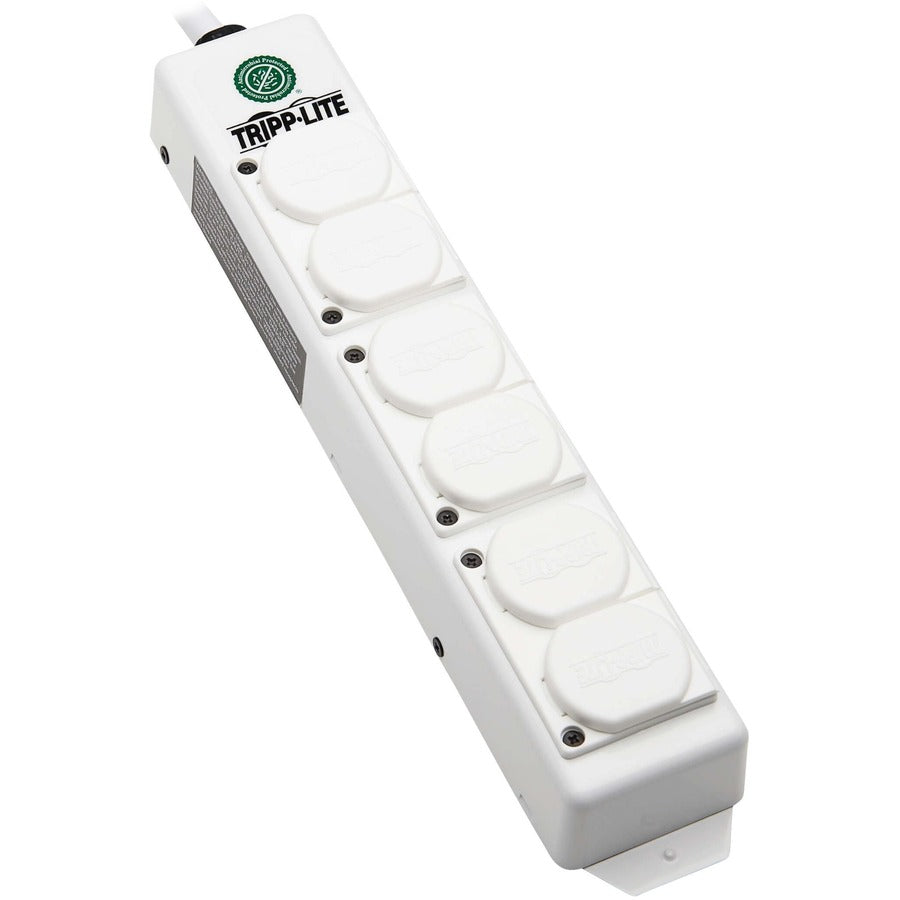 Tripp Lite Safe-IT UL 2930 Medical-Grade Power Strip for Patient Care Vicinity, 6 Hospital-Grade Outlets, Safety Covers, Antimicrobial, 6 ft. Cord, Dual Ground - NEMA 5-15P-HG - 6 x NEMA 5-15R-HG - 6  - PS-606-HGDG - eCommerce Business Prime