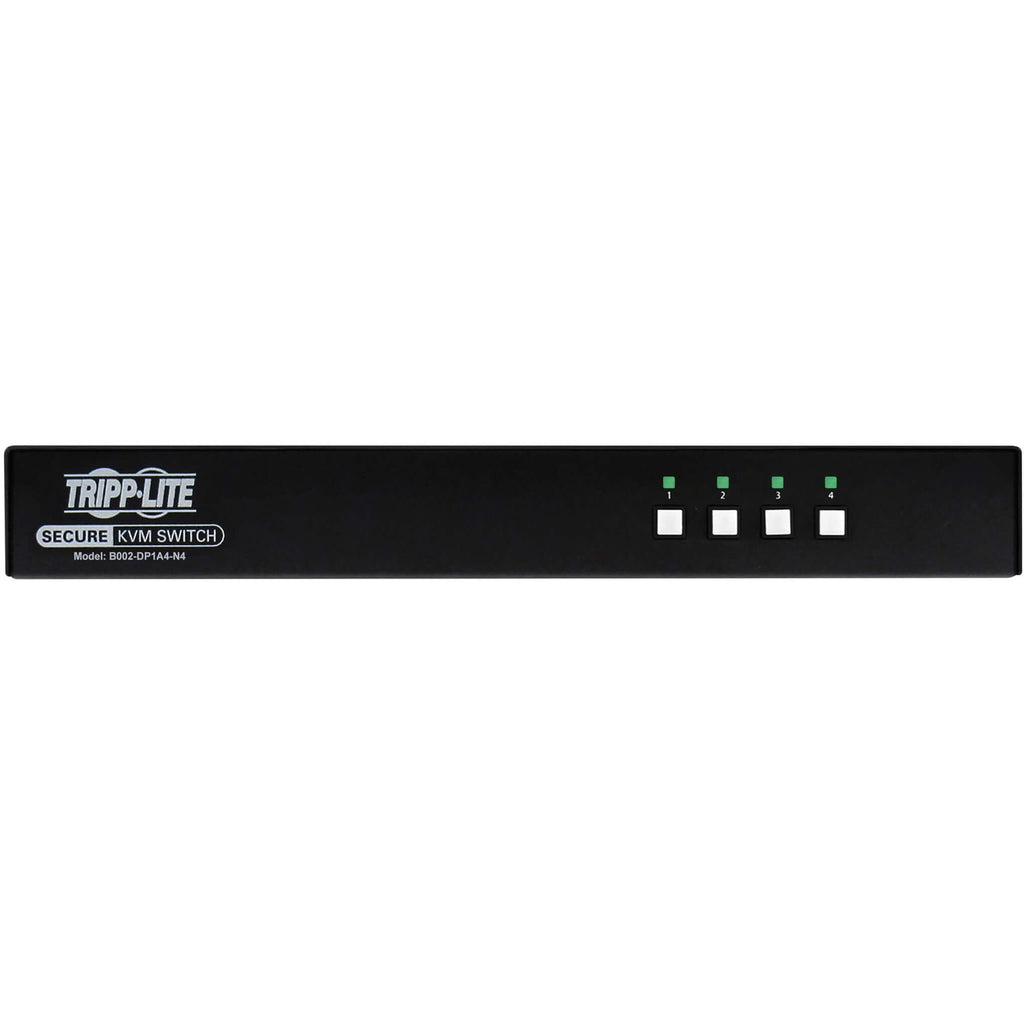 Tripp Lite Secure KVM Switch, 4-Port, Single Head, DisplayPort to DisplayPort, 4K, NIAP PP4.0, Audio, TAA - 4 Computer(s) - 1 Local User(s) - 3840 x 2160 - 50 Hz, 60 Hz - 6 x USB - 5 x DisplayPort - TAA Compliant - eCommerce Business Prime