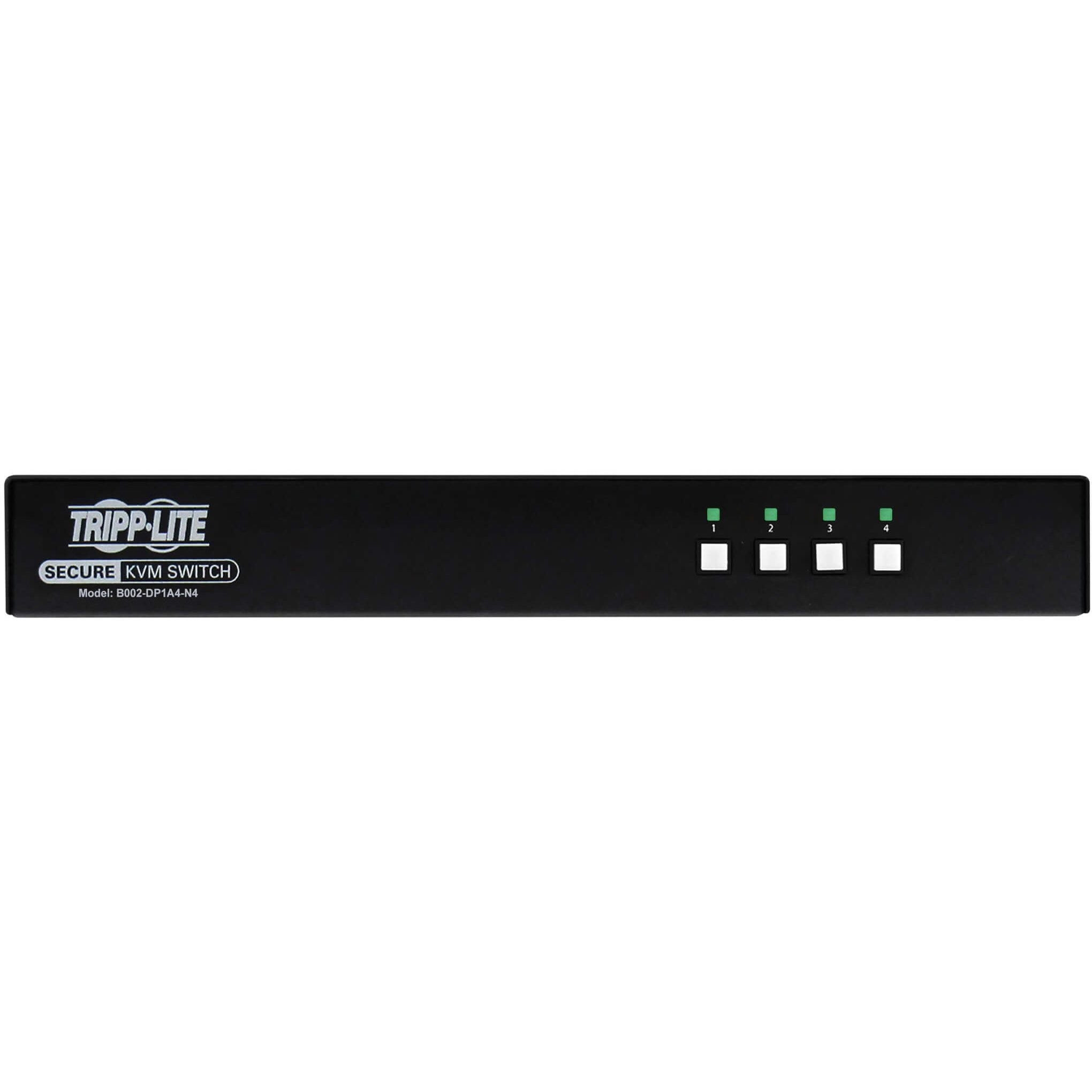 Tripp Lite Secure KVM Switch, 4-Port, Single Head, DisplayPort to DisplayPort, 4K, NIAP PP4.0, Audio, TAA - 4 Computer(s) - 1 Local User(s) - 3840 x 2160 - 50 Hz, 60 Hz - 6 x USB - 5 x DisplayPort - TAA Compliant - eCommerce Business Prime
