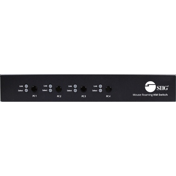 SIIG 4-Port Roaming KM Switch w/USB 2.0 Hub - 4-Port Roaming KM Switch, Allows you to share a set of Keyboard, Mouse, Audio and USB peripherals among 4 USB PC system - USB 2.0, Stereo Audio Output, Mouse Roaming, Switch Button, Hotkeys, TAA Compliant - eCommerce Business Prime