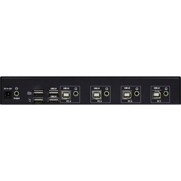 SIIG 4-Port Roaming KM Switch w/USB 2.0 Hub - 4-Port Roaming KM Switch, Allows you to share a set of Keyboard, Mouse, Audio and USB peripherals among 4 USB PC system - USB 2.0, Stereo Audio Output, Mouse Roaming, Switch Button, Hotkeys, TAA Compliant - eCommerce Business Prime