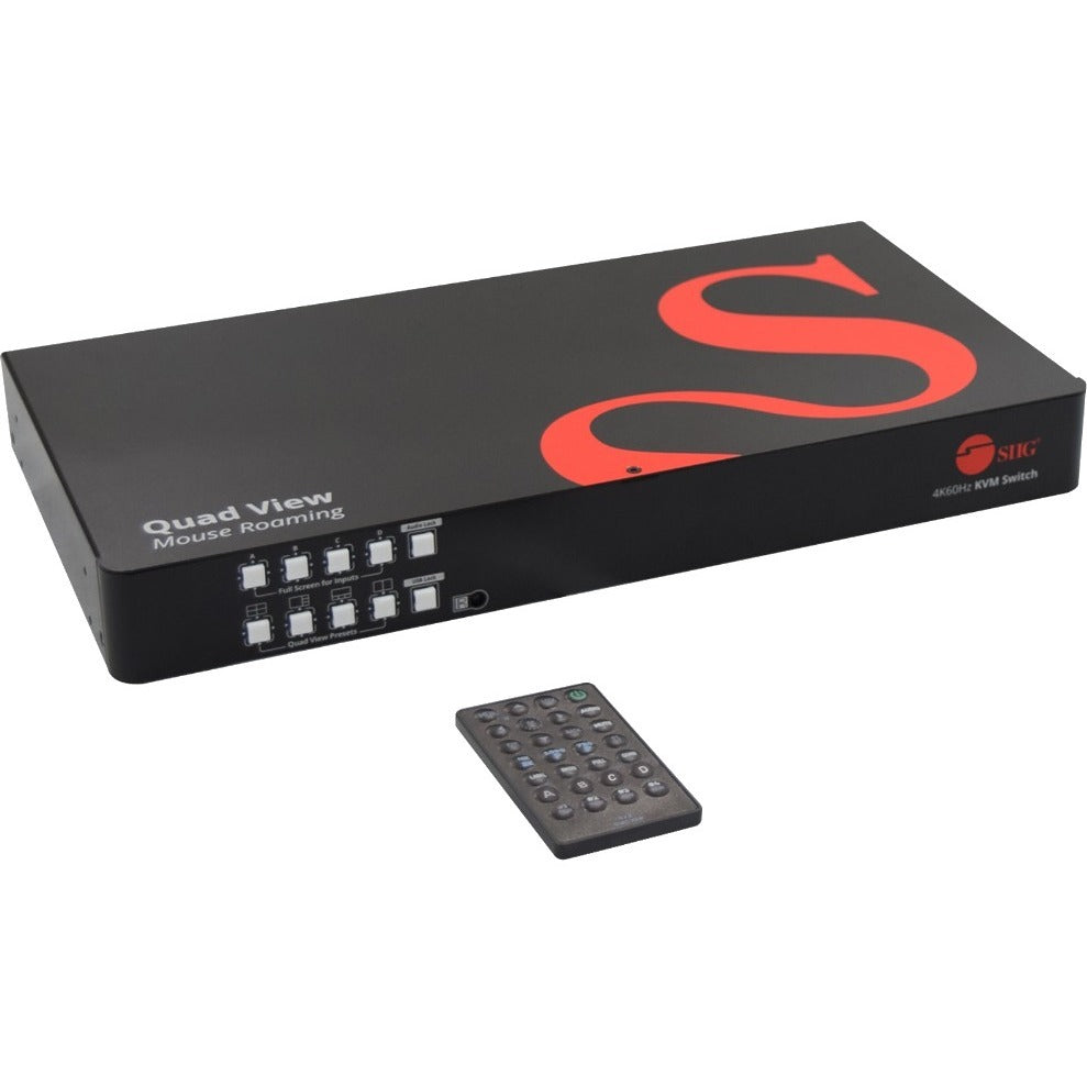 SIIG 4K60Hz Quad-View HDMI Mouse Roaming KVM Processor - Allows you to control 4 HDMI computers using one keyboard and mouse, 2 HDMI 4K@60, 2 USB-A 3.2 Gen 1 ports, 2 USB 1.1 ports, Microphone input,  - CE-KV0J11-S1 - eCommerce Business Prime
