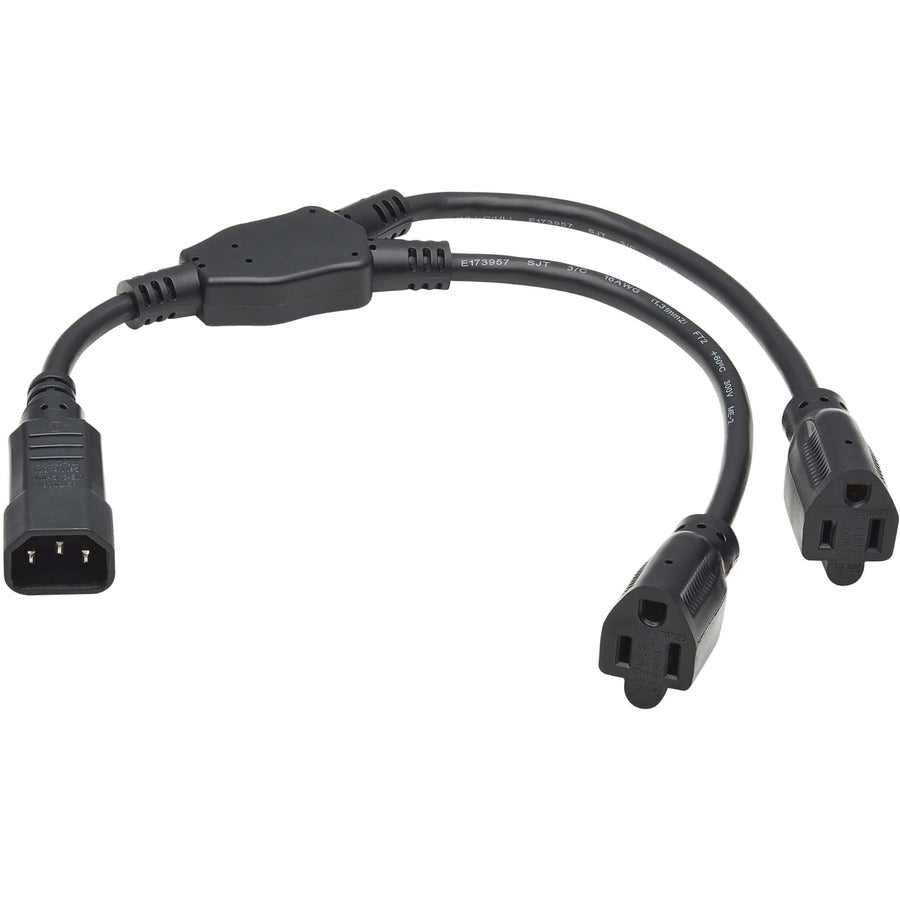 Tripp Lite Splitter Cord - For Computer, PDU, Printer, Scanner, Server, UPS - 125 V AC13 A - Black - 1.50 ft Cord Length - North America - P002-18N-2R - eCommerce Business Prime