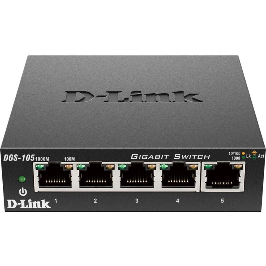 D-Link DGS-105 5 Port Gigabit Unmanaged Metal Desktop Switch - 5 Port Gigabit Unmanaged Metal Desktop Switch - DGS-105 - eCommerce Business Prime