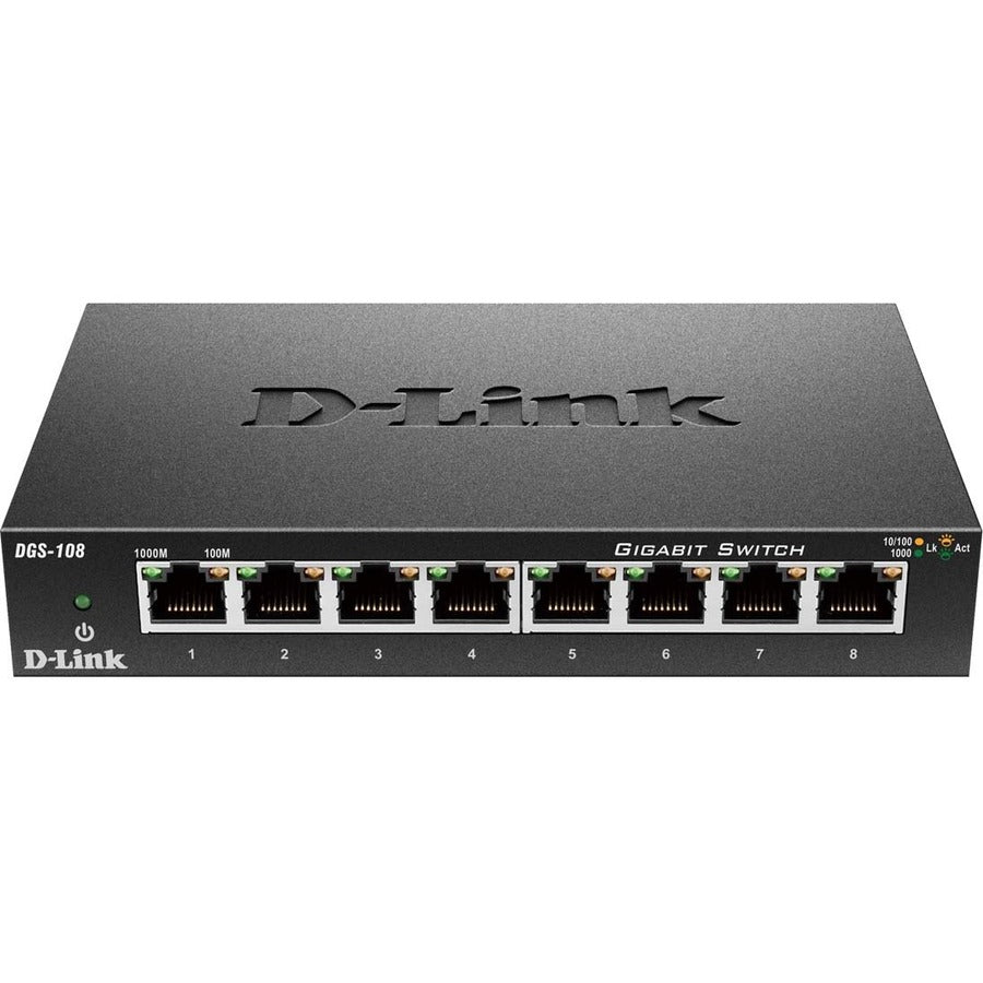 D-Link DGS-108 8 Port Gigabit Unmanaged Metal Desktop Switch - 8 Port Gigabit Unmanaged Metal Desktop Switch - DGS-108 - eCommerce Business Prime