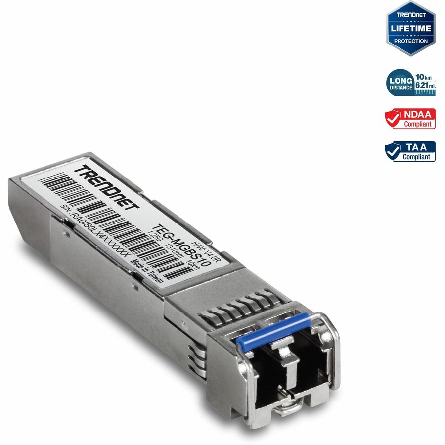 TRENDnet SFP to RJ45 Mini-GBIC Single-Mode LC Module; TEG-MGBS10; For Single Mode Fiber; Distances up to 10km (6.2 Miles); Gigabit SFP Module; IEEE 802.3z Gigabit Ethernet; Lifetime Protection - Mini ...  - TEG-MGBS10 - eCommerce Business Prime