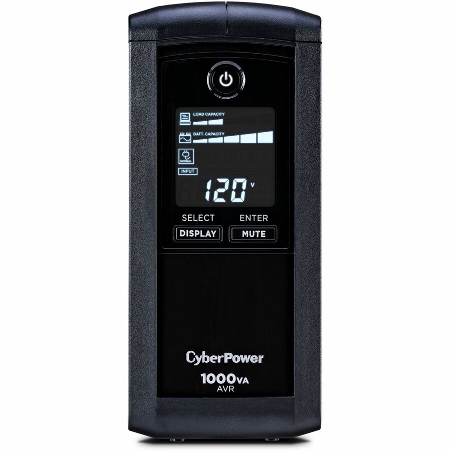 CyberPower CP1000AVRLCD Intelligent LCD UPS Systems - 1000VA/600W, 120 VAC, NEMA 5-15P, Mini-Tower, 9 Outlets, LCD, PowerPanel&reg; Personal, $350000 CEG, 3YR Warranty - CP1000AVRLCD - eCommerce Business Prime