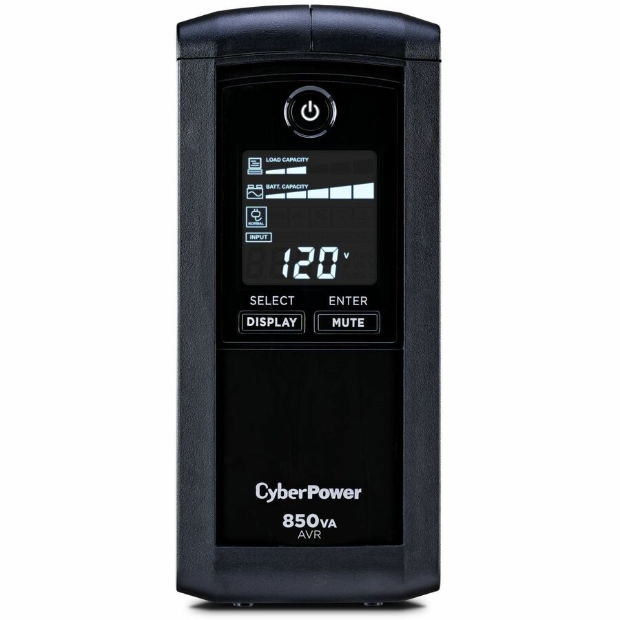 CyberPower CP850AVRLCD Intelligent LCD UPS Systems - 850VA/510W, 120 VAC, NEMA 5-15P, Mini-Tower, 9 Outlets, LCD, PowerPanel&reg; Personal, $250000 CEG, 3YR Warranty - CP850AVRLCD - eCommerce Business Prime