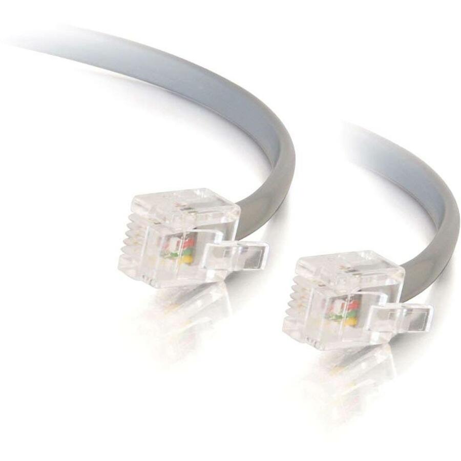 C2G 7ft RJ11 Modular Telephone Cable - RJ-11 Male - RJ-11 Male - 7ft - Silver - 02970 - eCommerce Business Prime