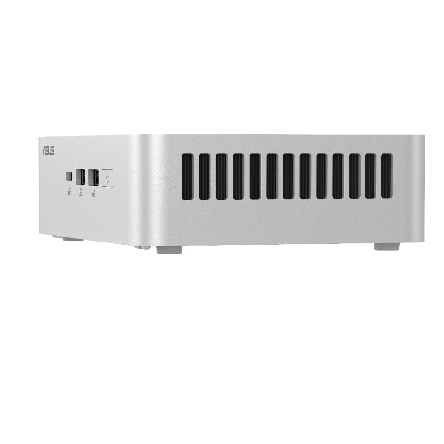 Silver electronic device with black accents on a white background