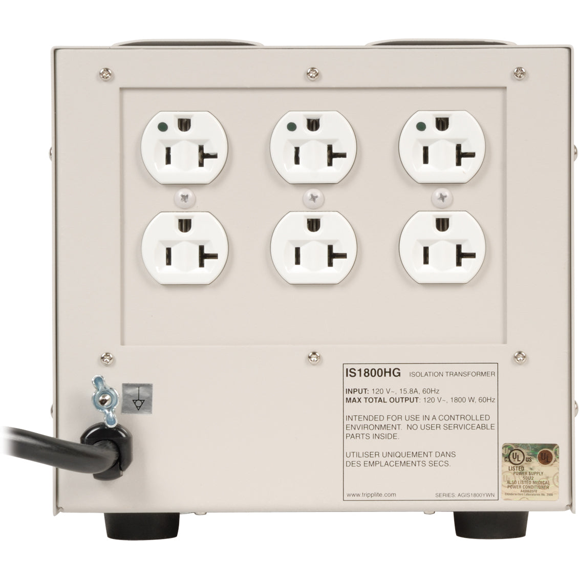 Tripp Lite Isolation Transformer 1800W Medical Surge 120V 6 Outlet TAA GSA - 1800W - 120V AC - IS1800HG - eCommerce Business Prime