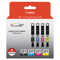 CANON  (CLI-251) ChromaLife100 Ink, Black/Cyan/Magenta/Yellow, 4/Pack - 6513B004 CANON