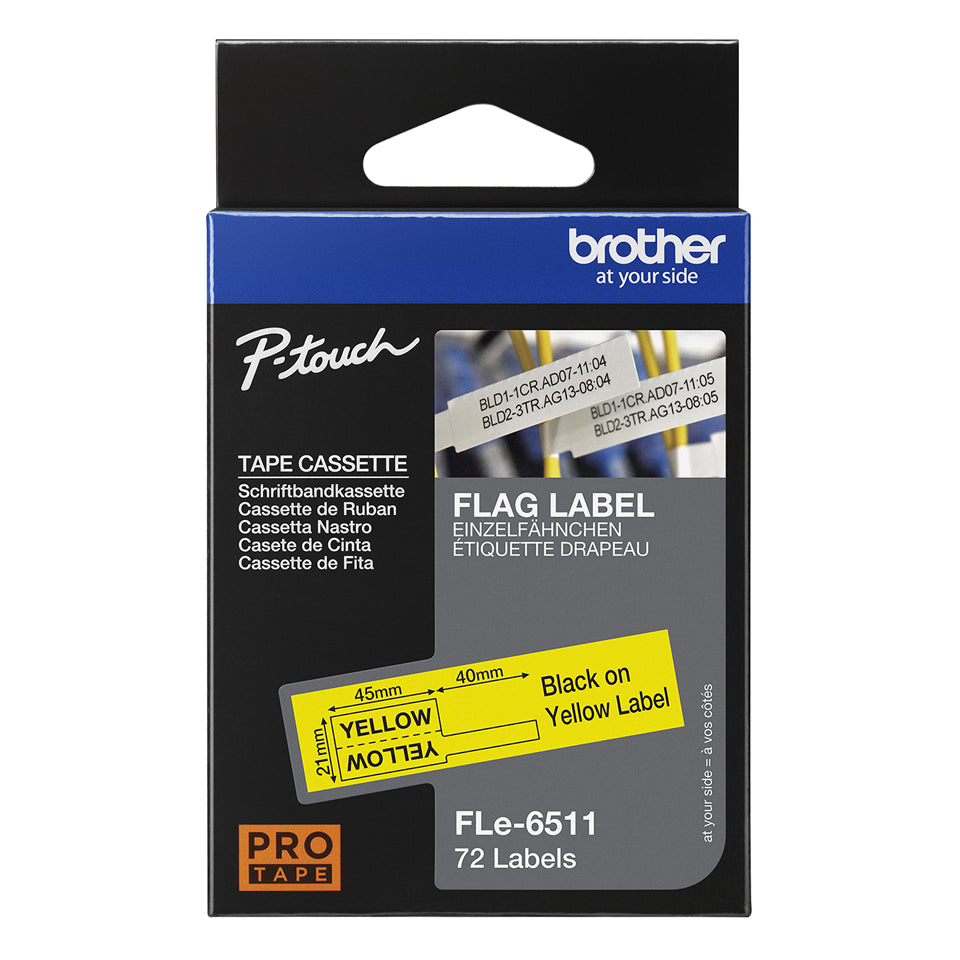 Brother FLE-6511 label-making tape Black on yellow - FLE6511 - eCommerce Business Prime