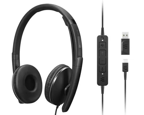 Lenovo 4XD1M45627 headphones/headset Wired Head-band USB Type-C Black - 4XD1M45627 - eCommerce Business Prime