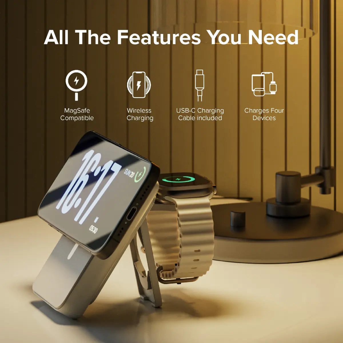 ALOGIC Lift 4-in-1 MagSafe Compatible Wireless Charging 10,000mAh Power Bank - L10KPBWH - eCommerce Business Prime