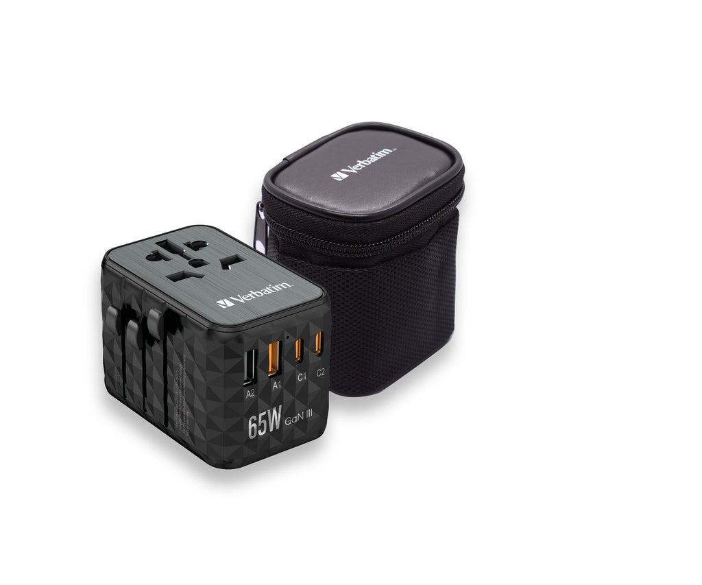 Verbatim UTA-05 65W GaN III Universal Travel Adapter with 2 x USB-C PD & QC 4+ & 2 x USB-A ports - 32120 - eCommerce Business Prime