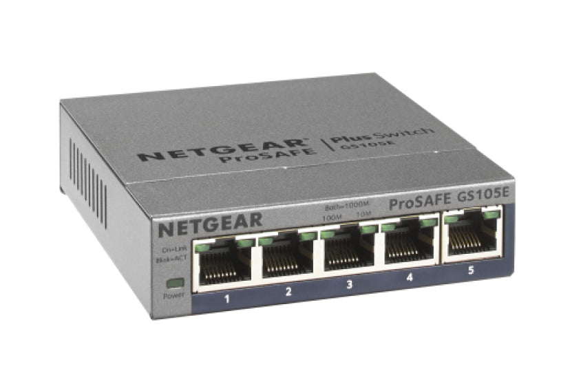 NETGEAR 5-Port Gigabit Ethernet Plus Switch (GS105Ev2) - GS105E-200NAS - eCommerce Business Prime