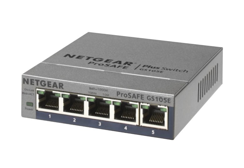 NETGEAR 5-Port Gigabit Ethernet Plus Switch (GS105Ev2) - GS105E-200NAS - eCommerce Business Prime