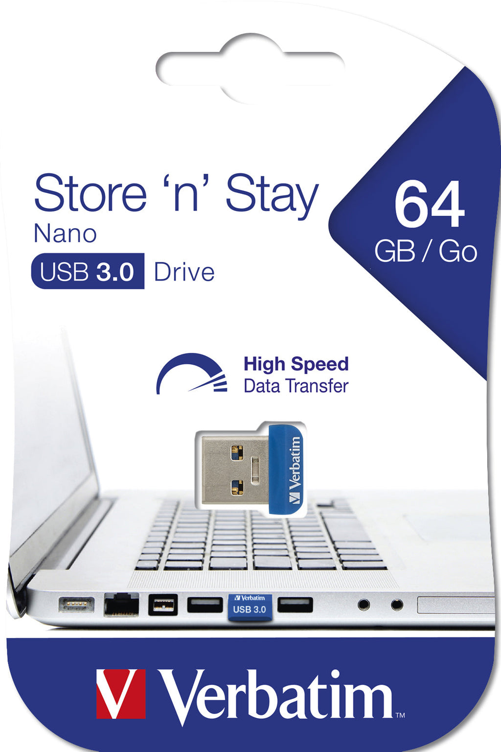 Verbatim Store 'n' Stay NANO - USB 3.0 Drive 64 GB - Blue - 98711 - eCommerce Business Prime