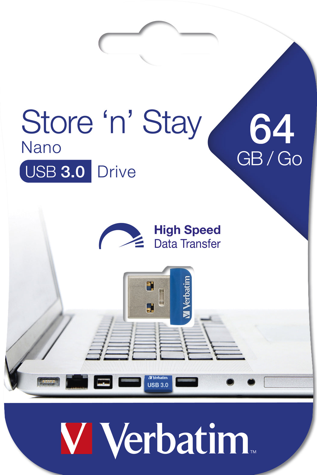Verbatim Store 'n' Stay NANO - USB 3.0 Drive 64 GB - Blue - 98711 - eCommerce Business Prime