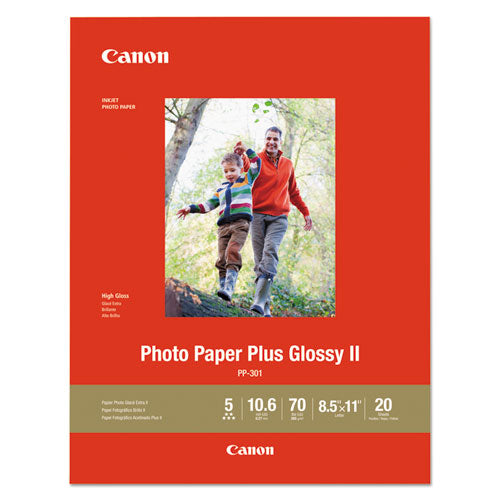 CANON Photo Paper Plus Glossy II, 10.6 mil, 8.5 x 11, Glossy White, 20/Pack - 1432C003 CANON