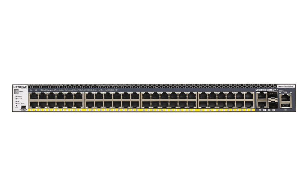 NETGEAR M4300-52G-PoE+ 550W PSU Managed L2/L3/L4 Gigabit Ethernet (10/100/1000) Power over Ethernet (PoE) 1U Black - GSM4352PA-100NES - eCommerce Business Prime