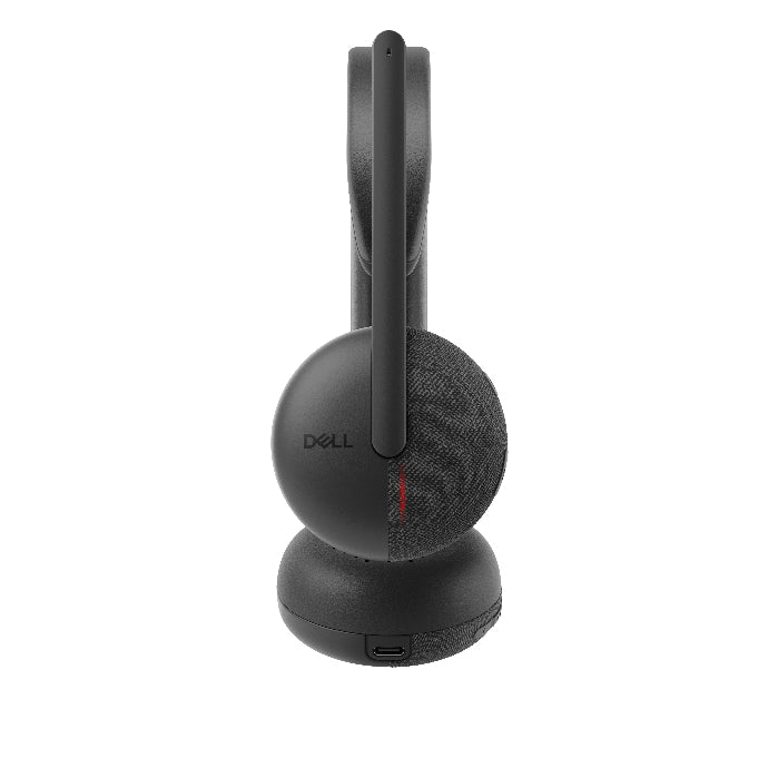Black Dell headset on a white background