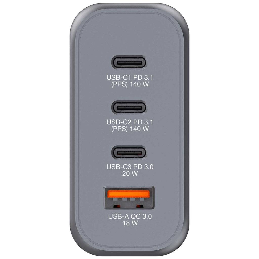 Verbatim GNC-140 GaN Charger 140W with 2 x USB-C PD 140W / 1 x USB-C PD 20W / 1 x USB-A QC 3.0 (EU/UK/US) - 32203 - eCommerce Business Prime