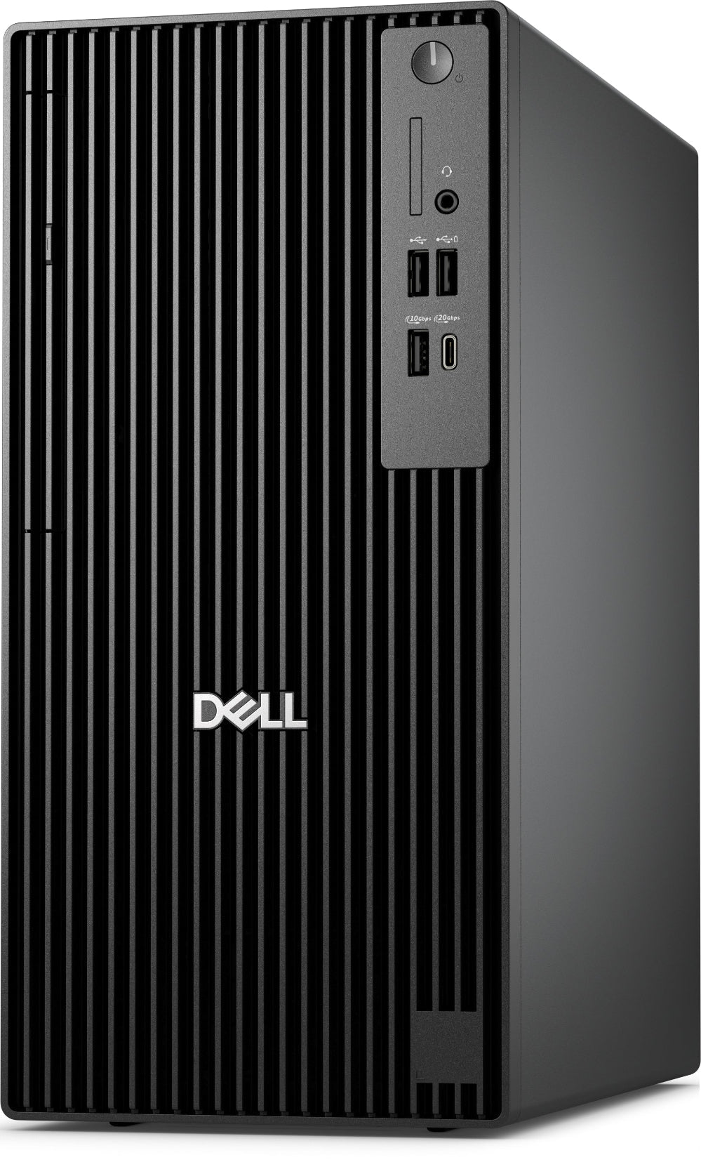 Dell desktop computer tower on a white background