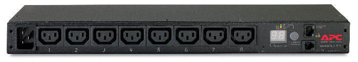 Power strip with multiple outlets and brand logo on a black background