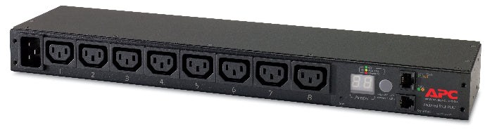 APC power strip with multiple outlets on a white background