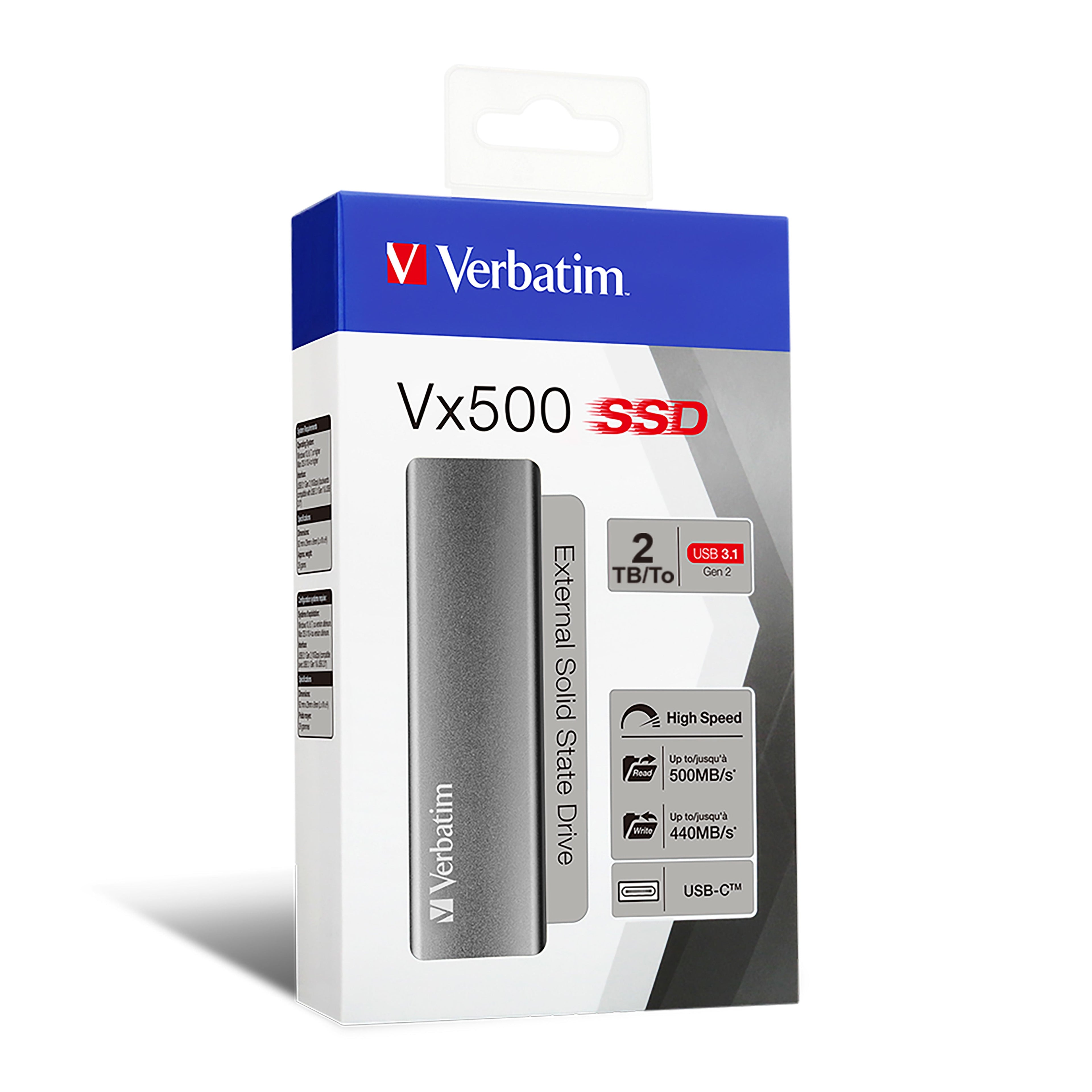 Verbatim Vx500 2 TB USB Type-C 3.2 Gen 2 (3.1 Gen 2) Silver - 47454 - eCommerce Business Prime
