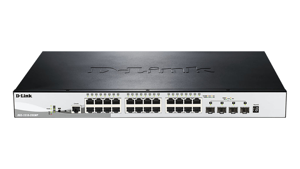 D-Link 28-Port Gigabit Stackable POE Smart Managed Switch including 4 x 10G SFP+ - DGS-1510-28XMP - eCommerce Business Prime