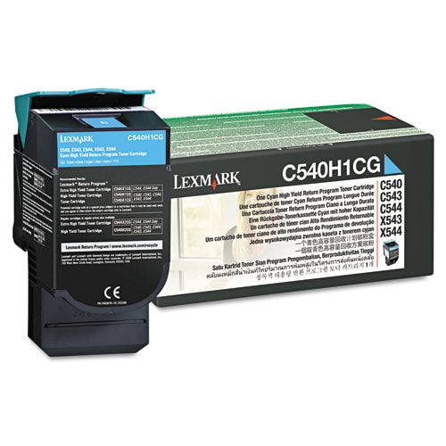 LEXMARK  Return Program High-Yield Toner, 2,000 Page-Yield, Cyan - C540H1CG LEXMARK