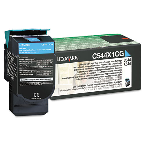 LEXMARK  Return Program Extra High-Yield Toner, 4,000 Page-Yield, Cyan - C544X1CG LEXMARK