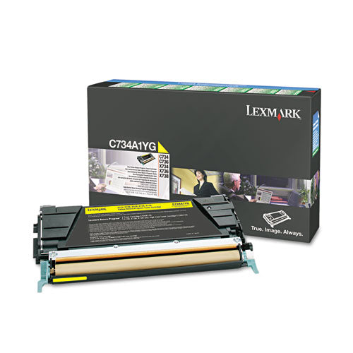 LEXMARK  Return Program Toner, 6,000 Page-Yield, Yellow - C734A1YG LEXMARK