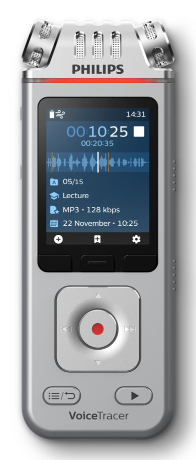 Philips DVT4115 Digital Voice Tracer Flash card Chrome, Silver - DVT4115 - eCommerce Business Prime