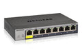 NETGEAR network switch with eight ports on a white background