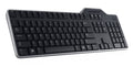 Black keyboard with silver frame on a white background