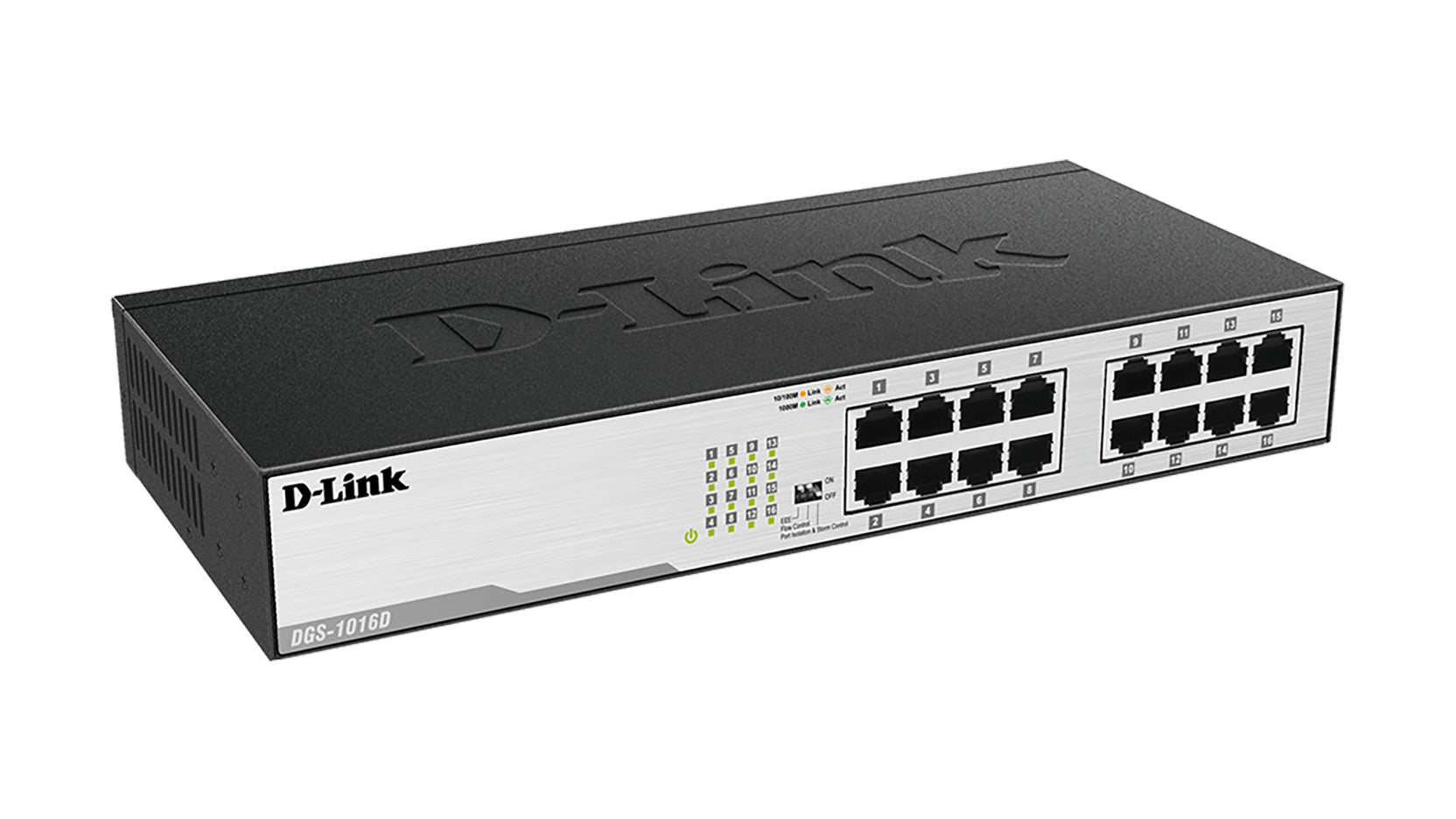 D-Link DGS-1016D network switch Unmanaged Gigabit Ethernet (10/100/1000) 1U Black, Silver - DGS-1016D - eCommerce Business Prime