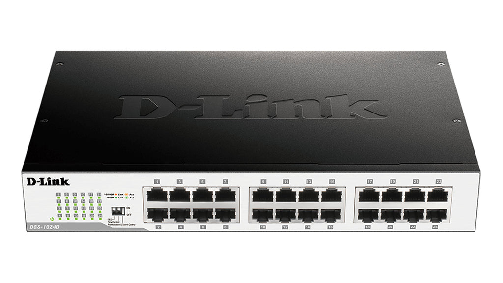 D-Link DGS-1024D network switch Unmanaged Gigabit Ethernet (10/100/1000) 1U Black, Silver - DGS-1024D - eCommerce Business Prime