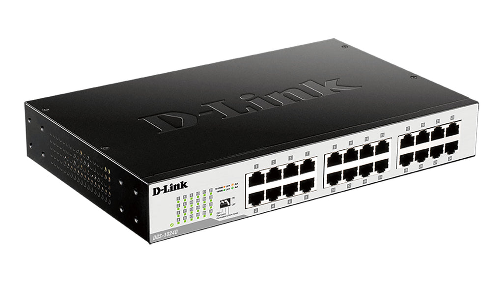 D-Link DGS-1024D network switch Unmanaged Gigabit Ethernet (10/100/1000) 1U Black, Silver - DGS-1024D - eCommerce Business Prime