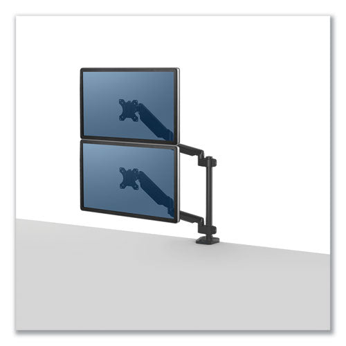 FELLOWES Platinum Series Dual Stacking Arm for 27" Monitors, 360 deg Rotation, 180 deg Tilt, 360 deg - 8043401 FELLOWES