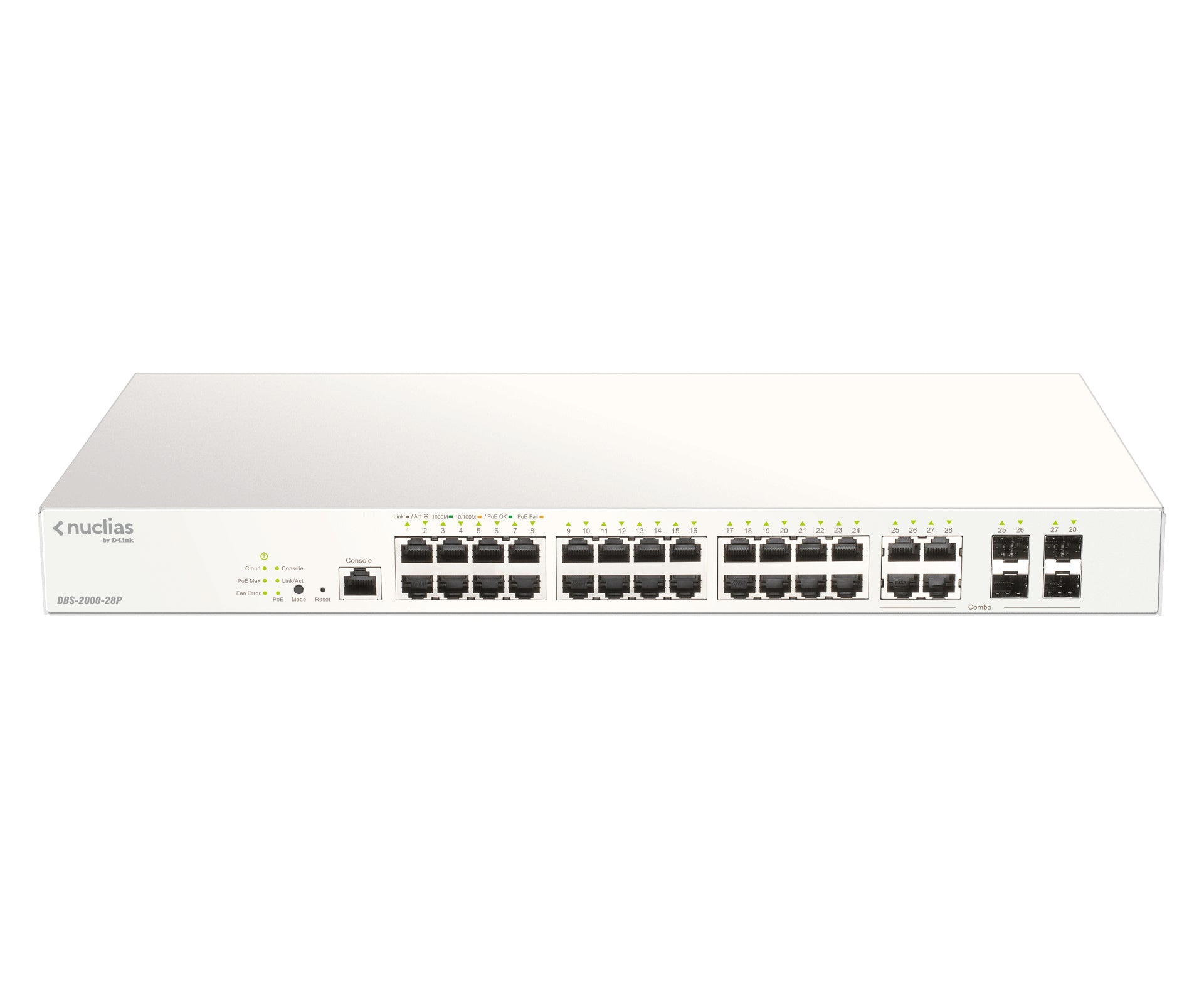 D-Link 28-Port Gigabit PoE+ Nuclias Smart Managed Switch including 4x 1G Combo Ports, 193W - DBS-2000-28P - eCommerce Business Prime