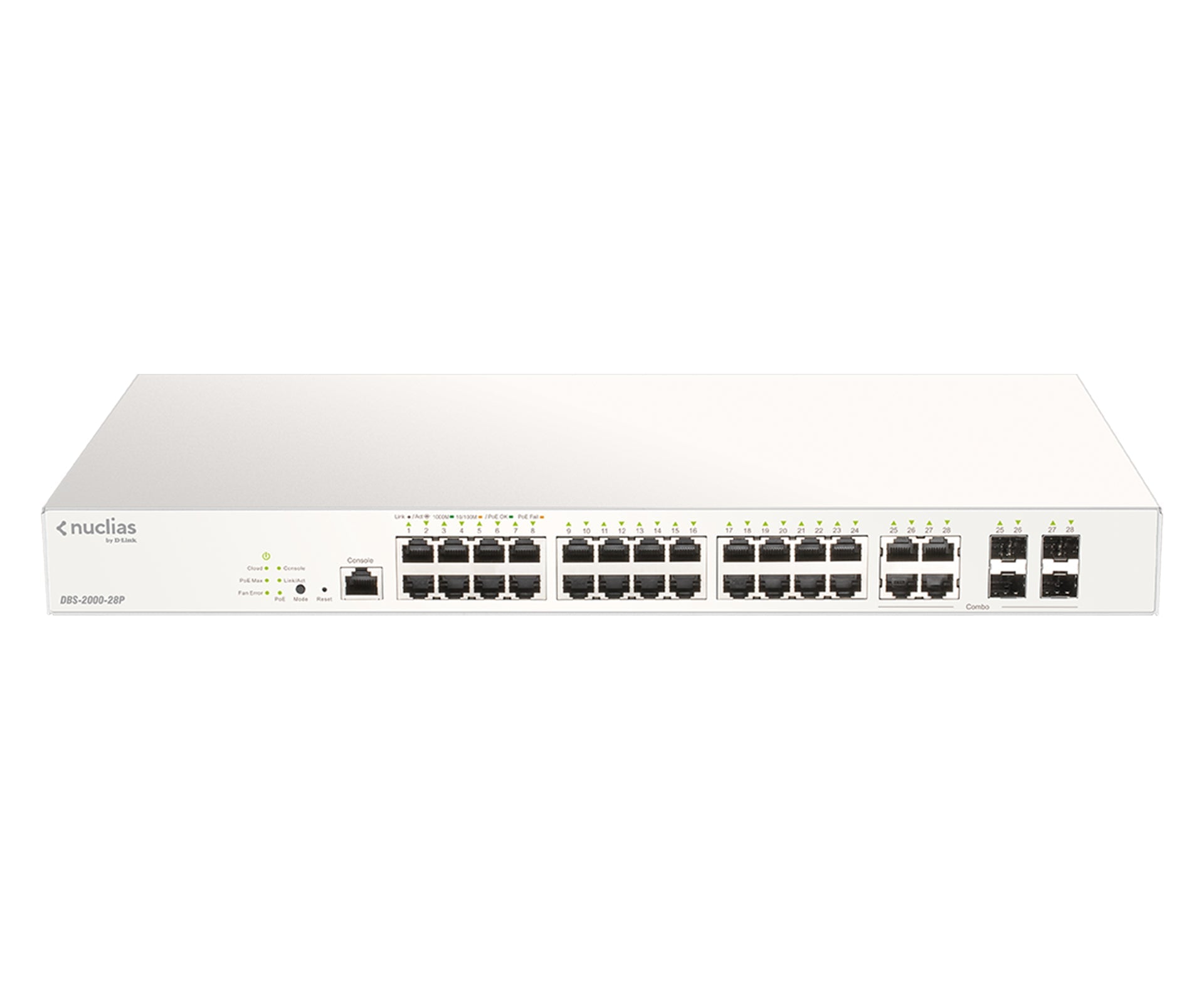 D-Link 28-Port Gigabit PoE+ Nuclias Smart Managed Switch including 4x 1G Combo Ports, 193W - DBS-2000-28P - eCommerce Business Prime