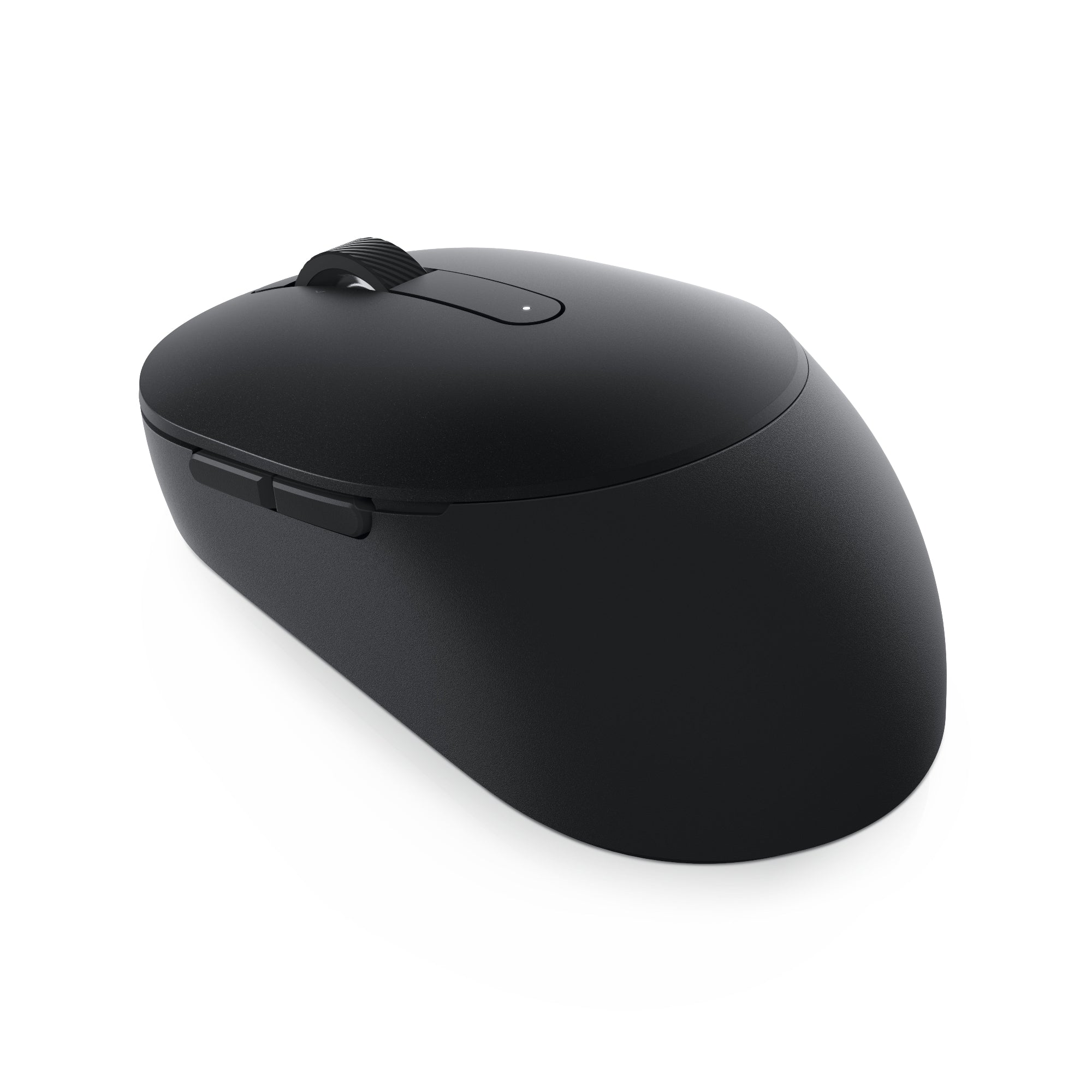 Black computer mouse on a white background
